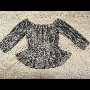 NWOT EXPRESS Cropped Leopard Print Shoulder Shirt